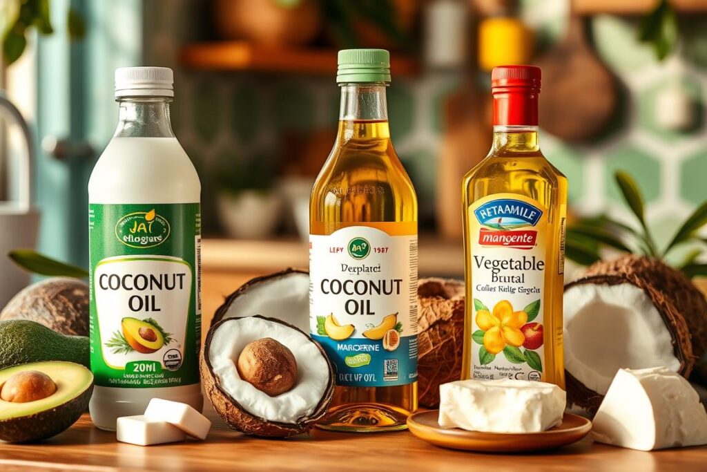 óleo de coco, óleo de abacate, margarina vegetal óleo de coco, óleo de abacate, margarina vegetal